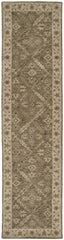 10' Green Brown And Taupe Wool Paisley Tufted Handmade Stain Resistant Runner Rug