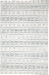 10' X 14' Ivory And Blue Striped Hand Woven Area Rug