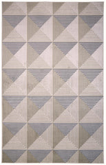 10' X 13' Beige Gray And Ivory Geometric Stain Resistant Area Rug
