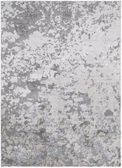 12' X 15' Silver Gray And White Abstract Stain Resistant Area Rug