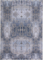 10' X 14' Blue Gray And Taupe Abstract Stain Resistant Area Rug