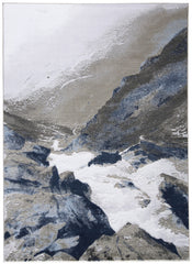 10' X 14' Blue Gray And White Abstract Area Rug