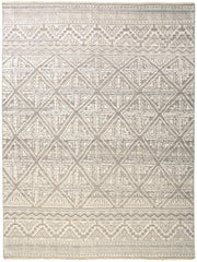 10' X 13' Ivory Tan And Gray Geometric Hand Knotted Area Rug
