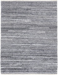 10' X 14' Gray And Ivory Striped Hand Woven Stain Resistant Area Rug