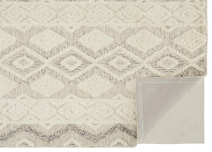 8' X 10' Ivory Taupe And Gray Wool Geometric Tufted Handmade Stain Resistant Area Rug