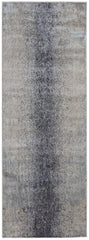 8' Ivory And Blue Abstract Power Loom Runner Rug