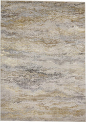 8' X 10' Gold Gray And Ivory Abstract Area Rug
