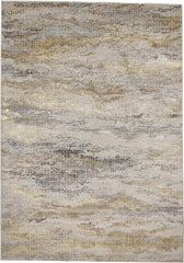 12' X 18' Gold Gray And Ivory Abstract Area Rug