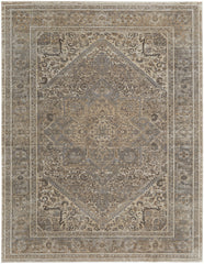 12' X 15' Tan Brown And Ivory Floral Power Loom Distressed Area Rug