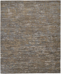 10' X 13' Brown And Gray Wool Abstract Hand Knotted Area Rug