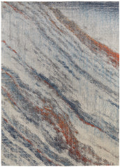 10' X 14' Ivory Orange And Blue Abstract Power Loom Stain Resistant Area Rug