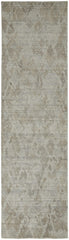 10' Gray And Taupe Abstract Hand Woven Runner Rug