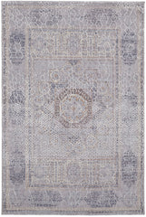 12' X 15' Gray And Ivory Floral Power Loom Distressed Stain Resistant Area Rug