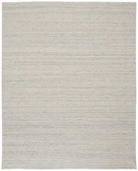 10' X 14' Ivory And Gray Wool Hand Woven Stain Resistant Area Rug