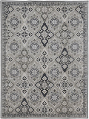10' X 13' Gray And Black Floral Power Loom Area Rug