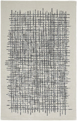 10' X 14' Ivory Gray And Black Wool Plaid Tufted Handmade Area Rug