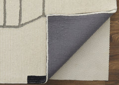 12' X 15' Ivory Gray And Taupe Wool Abstract Tufted Handmade Area Rug