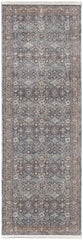12' Blue And Red Floral Power Loom Runner Rug