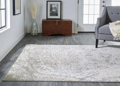 10' X 14' Ivory Tan And Gray Abstract Area Rug