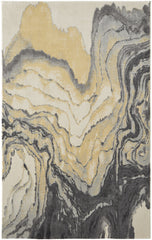 10' X 13' Gray Yellow And Ivory Area Rug