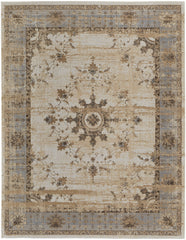 10' X 14' Tan Brown And Gray Power Loom Distressed Area Rug