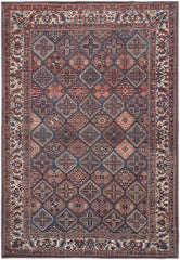 10' X 14' Brown Red And Ivory Floral Power Loom Area Rug