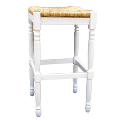 29" Natural And Antiqued White Backless Bar Height Chair With Footrest