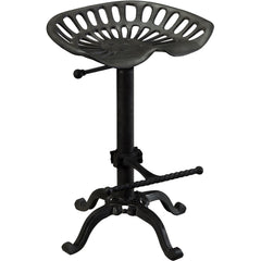 23" Black Backless Adjustable Height Bar Chair With Footrest