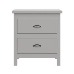 16" Gray Two Drawer Solid Wood Nightstand