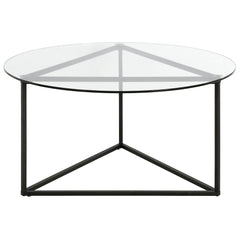 35" Black and Glass Round Coffee Table