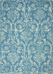 4' X 6' Blue Damask Power Loom Area Rug
