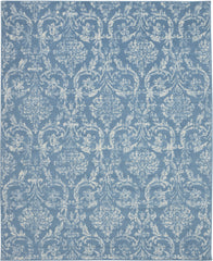 8' X 10' Blue Damask Power Loom Area Rug