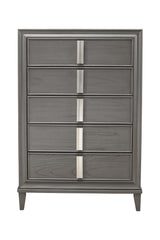 38" Gray Solid Wood Five Drawer Standard Chest
