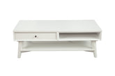 48" White Rectangular Coffee Table With Drawer