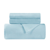 Light Blue King Cotton Blend Thread Count Washable Duvet Cover Set
