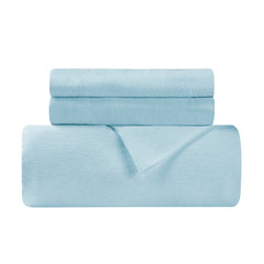 Light Blue King Cotton Blend Thread Count Washable Duvet Cover Set