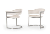 30" White Leatherette And Stainless Steel Dining Chair