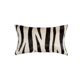 12" X 20" X 5" Zebra Black On Off White Cowhide Pillow