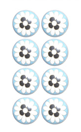 Charming Light Blue And Black Set Of 8 Knobs