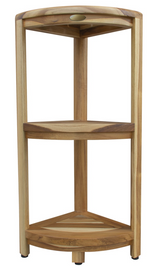 Compact Teak 3 Tier Corner Shower Outdoor Bench In Natural Finish