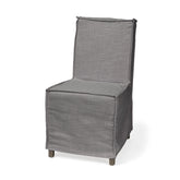 Grey Fabric Slip Cover With Brown Wooden Base Dining Chair