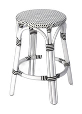 Classic White And Black Rattan Counter Stool