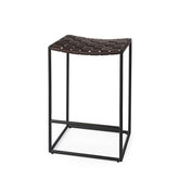 Dark Brown Woven Leather Counter Stool
