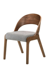 Set of Two Gray Walnut Fabric Modern Dining Chairs