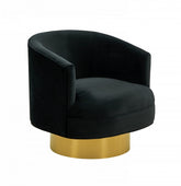 Modern Black and Gold Velvet Accent Chair
