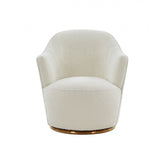 Stylish Sherpa And Gold Metal Swivel Chair