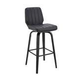 42" Gray Faux Leather And Iron Swivel Bar Height Chair