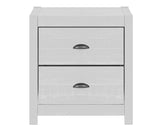 24" White Distressed Solid Wood Two Drawer Nightstand