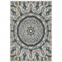 10' X 13' Beige Geometric Stain Resistant Indoor Outdoor Area Rug