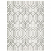 10' X 13' White And Grey Geometric Power Loom Stain Resistant Area Rug